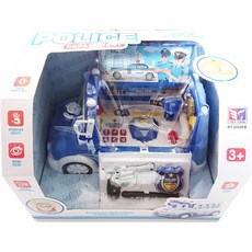 小胡玩具 電動收納警車 對講機 警鈴 戰鬥音效 兒童玩具, 1個