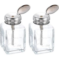 하핑턴 2개 용매 알코올 디스펜서 180ml6.1온스 원뿔형 푸시 다운 액체 디스펜서 펌프 병 스테인리스 스틸 튜브 및 아세톤 폴리쉬 리무버용 구리 코어 포함, 120ml/4oz