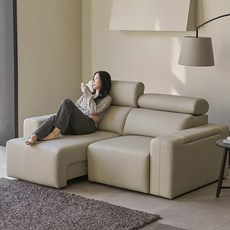 [소파패드증정] 프린홈 오트 가죽 무빙 리클라이너 쇼파 슬라이드 3인용 4인용 가죽 소파, 그레이지 / 3인 소파