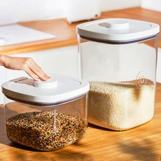 진공락 진공쌀통 냉장고 밀가루통 쌀 잡곡 보관함 대용량 쌀통 밀폐 쌀독 5kg / 10kg, 투명