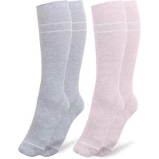 킨드레드 브레이블 컴프레션 양말 2팩 순환 임신 여행용 졸업 블랙 앤 화이트 스몰, Large (calf size, 2Pack-Pink & Grey