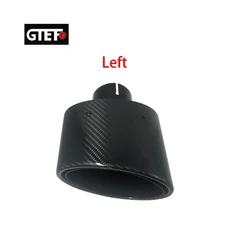 GTEFO 1pcs 범용 자동차 배기 수정 광택 검정색 타원형 탄소 섬유 스테인레스 스틸 시스템 파이프 팁 머플, 03 Left ID60-OD150mm