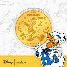 [디즈니] 24k 도날드덕 캐릭터 순금코인 0.2g + 프리미엄 가죽패키지 (당일도착) 금테크 굿즈 미니골드바 기념주화 선물포장 포나인 금거래소 소원행운 황금쌀 콩알 주물금