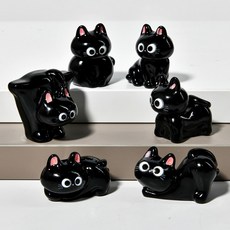 인테리어 소품 검은 고양이 오브제 피규어 6종 세트 32, 블랙