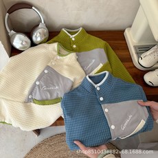 玉米粒衛衣男女童 拼接休閒款 加絨 長袖保暖上衣 2026年秋冬新款