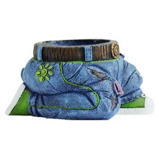 shangren 청바지 식물 냄비 창조적 인 즙이 많은 수지 화분 데님 옷 바지 조각 최상층 발코니 정원 조경 장식, 7.5x10x14.5cm, 니링 데님 진