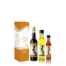 【佳源油品】黑麻油600ml 苦茶油500ml 芝麻香油250ml 超值組合2 料理必備 冬令進補 送禮, 1個