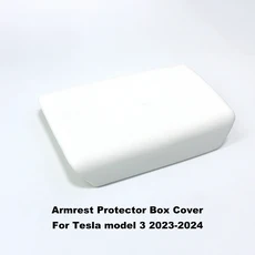 자동차 중앙 콘솔 팔걸이 패드 테슬라 모델 3 Y 2017-2024 TPE 소프트 케이스 뚜껑 박스 커버 액세서리, 03 2024 MODEL 3 white