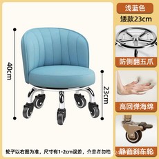 【椿嶼】嚮輪小凳子家用加高滑輪凳換鞋旋轉闆凳帶輪移動學步靠背椅輪, 橡膠剎車輪：矮款藍色, 1個