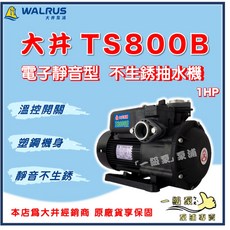 大井 TS800B 1HP 電子靜音型抽水機 不生鏽水機 一級泵浦 家用抽水馬達, 1個, 標準 1"（25mm),220V