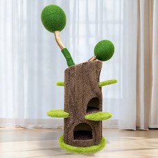 貓樹 貓抓板 樹幹造型多層跳台 穩固底座貓窩 貓玩具, 棕色, 1套
