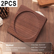 2PCS 나무 매트 내구성 내열성 패드 호두 그릇 커피 주전자 라운드, No Engr ing Blank, Style 3 Walnut