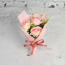 포유더샵 미니꽃다발모음 납골당장식 납골당꾸미기, 엘레강스장미미니꽃다발-핑크큐방부착, 1개