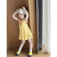 DIU 童裝夏季新款女童連衣裙小女孩子時尚洋氣撞色短袖polo裙