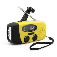 FC 手搖太陽能充電收音機，AM/FM/WB多頻段應急收音機, 黃色, MC-071