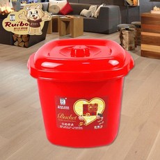 結婚喜慶紅色大容量帶蓋塑料米桶防蟲防潮可裝50斤廚房儲米盛米桶, 1個, 10公斤 實際19斤
