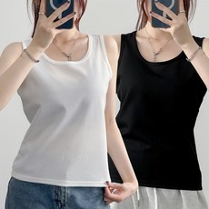 1+1 어브라운 데일리 여성 부유방 커버 이너 민소매 와플 나시