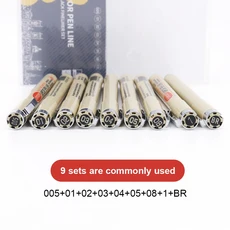 12색 피그먼트 라이너 마이크론 잉크 마커 펜 만화 그리기 스케치 니들 훅 라인 문구 세트 미술 용품, 21 9Pcs set