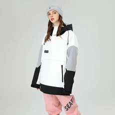 남녀공용 방풍 방수 스키 스웨터 더블 보드 스노우보드 탑 컬러 매칭 스키 세트 신제품, 02 W-White