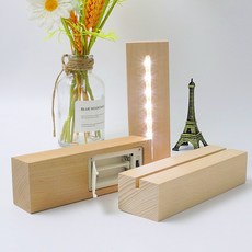 【微景小舖】長方形電池款發光底座 LED實木長條燈座 高亮小夜燈 DIY擺件展示 壓克力留言板 廣告牌底座 浮游花底座, 通槽款-暖色光(槽寛0.5*0.9cm),3*4.5*20cm, 暖色光