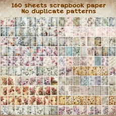Journamm 160매 빈티지 스크랩북 종이 반복되지 않는 패턴 소재 정크 저널 용품, 01 160sheets