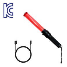 충전식 신호봉 소형 일반/ USB충전 / 순찰 사고예방 차량감속 경찰 경광봉, 레드, 1개