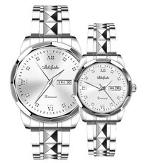 艾利翡達鋼帶石英手錶 情侶款 防水夜光超薄雙蝴蝶扣