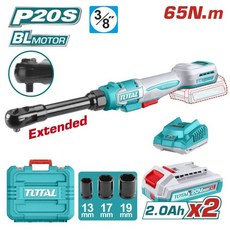 TOTAL 20V 無刷3分長型鋰電棘輪扳手 雙2.0Ah電池組, 1個