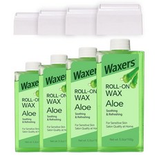 Waxers 롤온 왁스 리필 제모용 알로에 베라 가정용 롤러 왁싱 카트리지 민감한 피부용 제모 소프트 다리 팔 및 바디용 150.3g(5.3온스) 150g 4팩 200293, Aloe*4