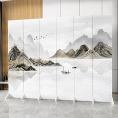 可開發票 定制 新中式家用屏風隔斷屏障玄關背景牆房間臥室入戶辦公室簡易折疊, 螢光綠 6扇180高240長