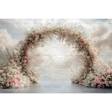 화이트 핑크 배경 커튼 꽃 장식 천 웨딩 생일 사진 소품, 18. X02747