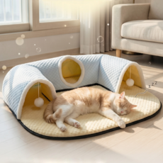 치와와 고양이 터널 숨숨집 쿨매트 대형, 1개, 블루-쿨링