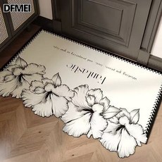 DFMEI 速乾地墊 廁所浴室吸水防滑門墊, 1個, 四朵花小香風