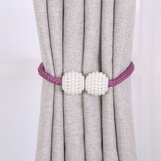 강자성 굵은 끈 강력 자석 커튼 버클 스트랩 멀티 스트랩 고급스럽고 심플한 커튼 액세서리, 레드퍼플[섬세한빅펄], 1~2(강한자기두꺼운로프), 1개