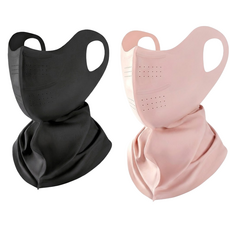 베루아 자외선차단99.9% 1+1 시원한 스포츠 햇빛가리개 골프 마스크, 1세트, 다크 블랙+ 베이비 핑크