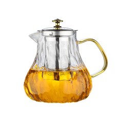 樹皮紋玻璃茶壺 加厚耐熱304過濾網 900ml, 1個, 樹皮紋短嘴茶壺【900ML