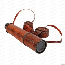 US HANDICRAFTS 81.3cm(32인치) 선장 황동 망원경 망원경 및 가죽 케이스 포함 | 수제 빈티지 해상 장식 앤티크 해양 수집품 선원 탐험가 및 수집가를