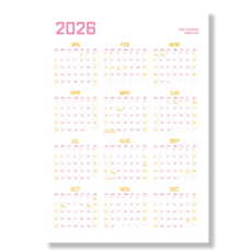 생활특별시 2026년 한장 달력 벽걸이 대형 1년 포스터 달력 플래너 집꾸미기 달력 캘린더 연간계획표 예쁜 감성 인테리어 벽달력 연력 새해 신년 달력 선물, 1장, 핑크오렌지