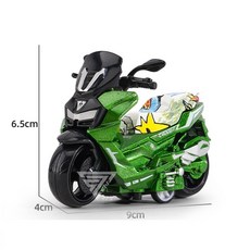合金模型摩托車 迴力仿真玩具重機模型, 塗鴉版 綠色, 1個