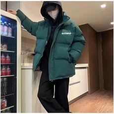 連帽寬鬆短款棉服 - 冬季保暖運動棉外套