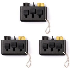 Qidie 3Pcs 골프 클럽 브러시 포켓 홈 클리너 3 in 1 접이식 샤프너 도구 휴대용 소형 액세서리, Black