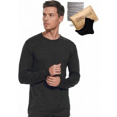 MERINNOVATION 메리노 Wool 베이스 레이어 남성용 - 100% 울 셔츠 긴소매 보온 경량 미드웨이트 탑 5. 차콜 165 경량 L_132061, L, 차콜 165_132061