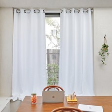캔디롤 3중직 아일렛 암막커튼 1+1, 화이트솔리드, 창문형(135x170)2장