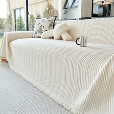 毛絨沙發蓋布巾 萬能套防貓爪沙發墊, 1個, MZR-時尚條紋-白色,180 * 130cm, MZR-時尚條紋-白色