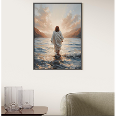 물위를 걷는 예수님 기독교 교회 성경 구절 성화 그림 액자, 유광골드