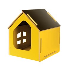 寵物木屋 狗屋 四季通用 家用室內 寵物別墅, 1個, 黃色無門,S-小型45-40-46, 黃色無門