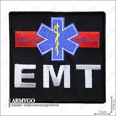 【ARMYGO】EMT方形繡章 個性刺繡 耐磨耐用 醫療救護專業標誌, 1個, 不車魔鬼氈