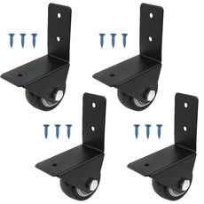XZW 4피스 블랙 3.8cm(1.5인치) L자형 회전 캐스터 가구 이동 카단 휠 침대 캐비닛 테이블에 적합