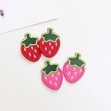 2개입-봉제식와펜) 맛있는딸기-大 (2컬러) - 자수장식, 핑크, 1개