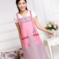 어린이 프리사이즈 원피스형 롱 앞치마 유치원 급식 방수 가운, 퍼플